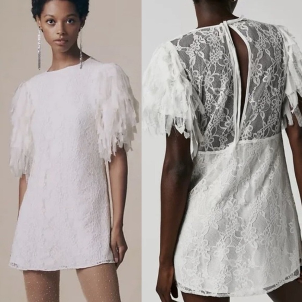 Free People White Lace Songbird Mini Dress